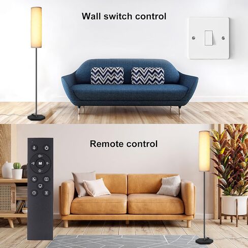 مصابيح أرضية لغرفة المعيشة، مصباح أرضي LED بقدرة 12 وات مع جهاز تحكم عن بعد و3 درجات حرارة ألوان، مصباح للقراءة، مصابيح أرضية مع غطاء مصباح بيج لغرف النوم/المكتب (المصباح متضمن) in Saudi Arabia