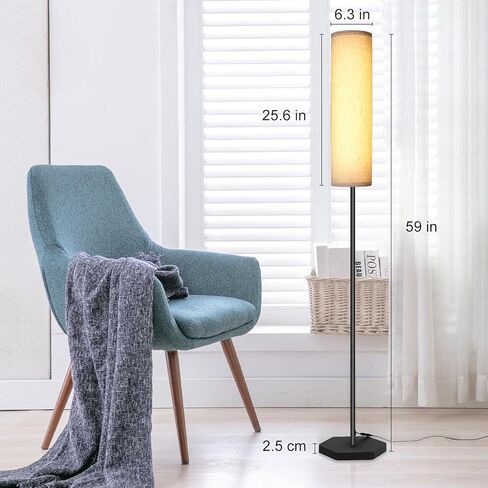 مصابيح أرضية لغرفة المعيشة، مصباح أرضي LED بقدرة 12 وات مع جهاز تحكم عن بعد و3 درجات حرارة ألوان، مصباح للقراءة، مصابيح أرضية مع غطاء مصباح بيج لغرف النوم/المكتب (المصباح متضمن) in Saudi Arabia
