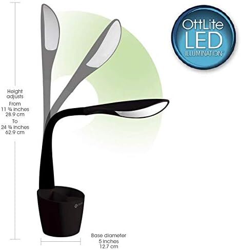 منظم مساحة مصباح مكتبي LED من OttLite مع ارتفاع مرن للرقبة - 4 إعدادات سطوع مع أدوات تحكم تعمل باللمس، مصابيح LED لضوء النهار الطبيعي موفرة للطاقة للمكتب المنزلي والمكتب والمساكن in Kuwait