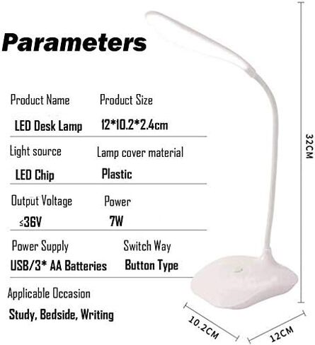 LED Table Lamp,Portable Eye-Protected Flexible Gooseneck Small Desk Lights for Dorm Study Office Bedroom-USB or 3 AA Batteries Powered -Not Include Batteries(1 Pack) in Saudi Arabia