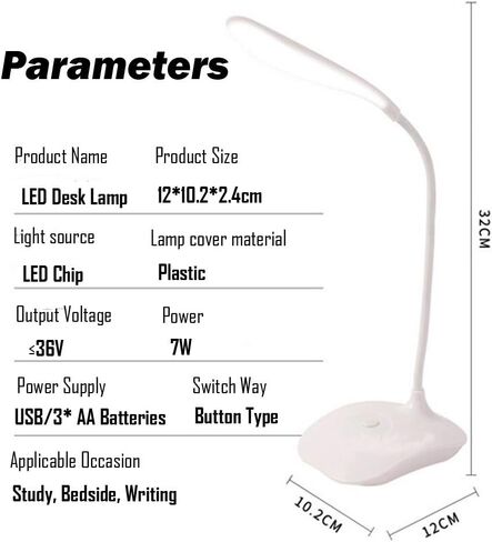 LED Table Lamp,Portable Eye-Protected Flexible Gooseneck Small Desk Lights for Dorm Study Office Bedroom-USB or 3 AA Batteries Powered -Not Include Batteries(1 Pack) in Saudi Arabia