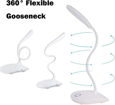 LED Table Lamp,Portable Eye-Protected Flexible Gooseneck Small Desk Lights for Dorm Study Office Bedroom-USB or 3 AA Batteries Powered -Not Include Batteries(1 Pack) in Saudi Arabia