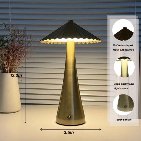 Portable LED Table Lamp, 3-Levels Brightness Metal Desk Lamp, 3 Color Touch Control Rechargeable Lamp, Night Light, Bedside Lamp,Dining Room Lamp (Gold) in Saudi Arabia