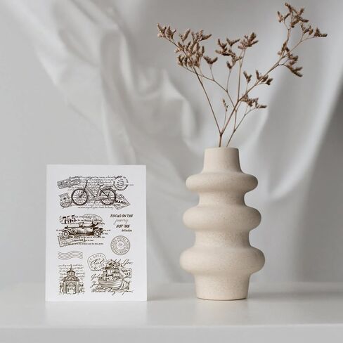 GLOBLELAND Retro Vehicle Bicycle Architecture Transparent Clear Stamps Vintage Text Background Embossing Stamp Sheets Silicone Clear Stamps Seal for DIY Scrapbooking and Card Making Paper Craft Decor in Saudi Arabia