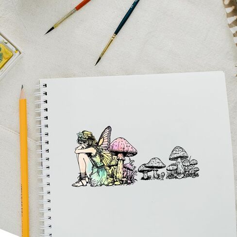 GLOBLELAND 4Pcs Mini Fairy Mushroom Clear Stamps for DIY Scrapbooking Butterfly Fairy Silicone Stamp Seals Transparent Stamps for Cards Making Photo Album Journal Home Decoration 2.2x2.2inch in Saudi Arabia