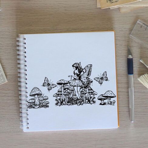 GLOBLELAND 4Pcs Mini Fairy Mushroom Clear Stamps for DIY Scrapbooking Butterfly Fairy Silicone Stamp Seals Transparent Stamps for Cards Making Photo Album Journal Home Decoration 2.2x2.2inch in Saudi Arabia