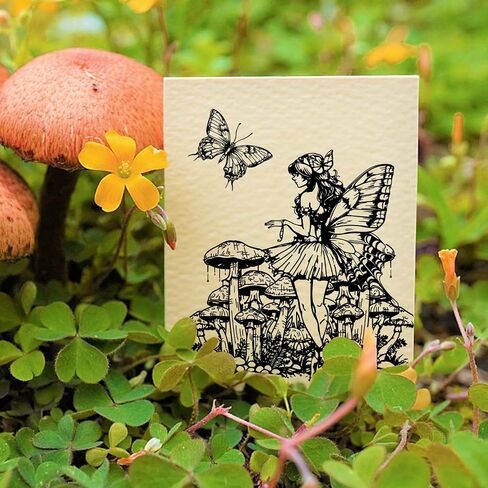 GLOBLELAND 4Pcs Mini Fairy Mushroom Clear Stamps for DIY Scrapbooking Butterfly Fairy Silicone Stamp Seals Transparent Stamps for Cards Making Photo Album Journal Home Decoration 2.2x2.2inch in Saudi Arabia