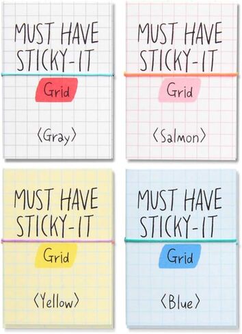 Monolike Must Have Sticky Graph 4p Set Self-Adhesive Memo Pad 80 Sheets, Daily Sticky, Diary, Memo in Saudi Arabia