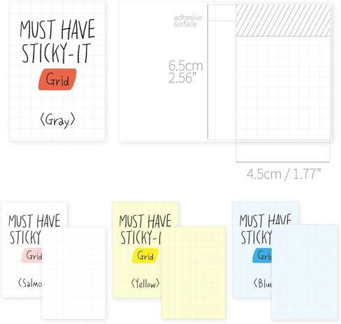 Monolike Must Have Sticky Graph 4p Set Self-Adhesive Memo Pad 80 Sheets, Daily Sticky, Diary, Memo in Saudi Arabia