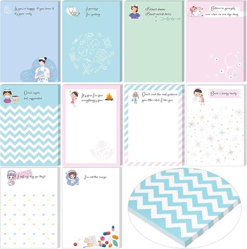 10 Pcs Funny Nurse Notepads Nurse Appreciation Gifts Medical Themed Notepads Self Adhesive Note Pads for Nurse Nurse Stationary Sticky Notes for Writing Notes Diary Lists Schedule,4 x 5.5'' in Saudi Arabia