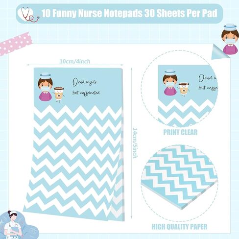 10 Pcs Funny Nurse Notepads Nurse Appreciation Gifts Medical Themed Notepads Self Adhesive Note Pads for Nurse Nurse Stationary Sticky Notes for Writing Notes Diary Lists Schedule,4 x 5.5'' in Saudi Arabia