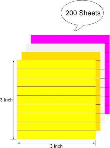 Lined Transparent Sticky Notes Pastel 200 Sheets, Clear Sticky Notes 3 x 3 Inch, Translucent Sticky Notes, Waterproof See Through Sticky Notes in Saudi Arabia