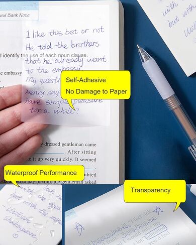 Lined Transparent Sticky Notes Pastel 200 Sheets, Clear Sticky Notes 3 x 3 Inch, Translucent Sticky Notes, Waterproof See Through Sticky Notes in Saudi Arabia