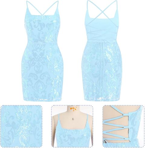 ABAFIP Sequin Homecoming Dresses Teens Women Sparkly Strap Bodycon Cocktail Party Night Mini Prom Dress in Saudi Arabia