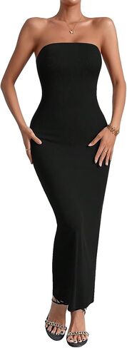 Milumia Women's Sexy Strapless Sleeveless Back Cut Out Long Bodycon Tube Maxi Dress in Saudi Arabia