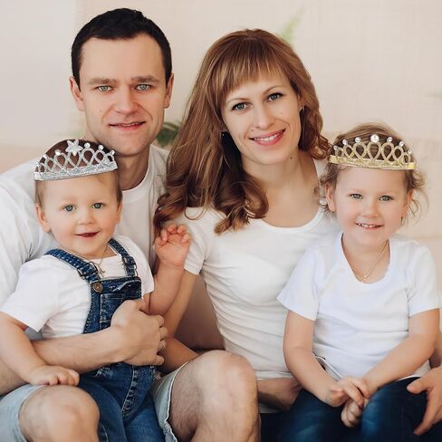 4 Pcs Elastic Crystal Toddler Headbands, Soft Princess Baby, Pearl Toddler Birthday for Birthday Party, Photography (Silver, Gold) in Saudi Arabia
