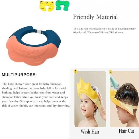قبعة استحمام للأطفال، قناع حمام للأطفال الصغار، قبعة حماية للشامبو - حماية ناعمة قابلة للتعديل لغسل الشعر، قبعة درع الحمام، حماية رأس العينين والأذنين للأطفال والرضع والأطفال in Kuwait