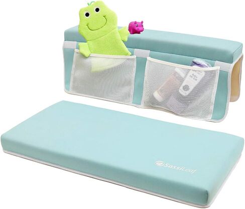 Bath Kneeler and Elbow Rest - Premium - Extra Wide, Extra Thick, One-Piece Pads - for Baby and Pet Baths (Seafoam) in Saudi Arabia