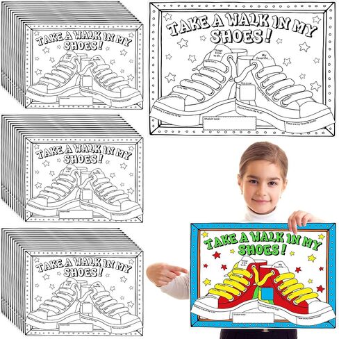 Resurhang 50 Pcs Back to School Color Your Own All About Me Poster Take a Walk in My Shoes Posters Kid DIY Classroom Decorations Elementary Preschool Kindergarten Gifts for Students from Teachers Bulk in Saudi Arabia