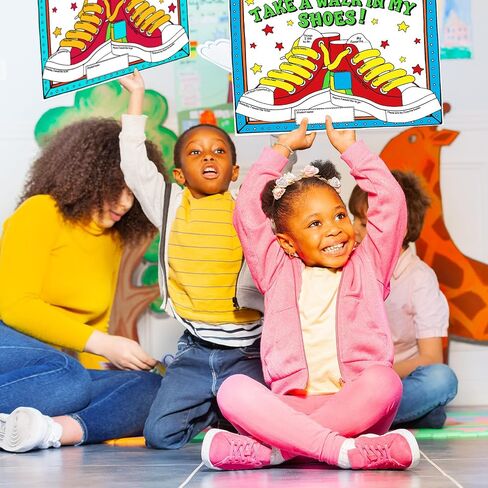 Resurhang 50 Pcs Back to School Color Your Own All About Me Poster Take a Walk in My Shoes Posters Kid DIY Classroom Decorations Elementary Preschool Kindergarten Gifts for Students from Teachers Bulk in Saudi Arabia