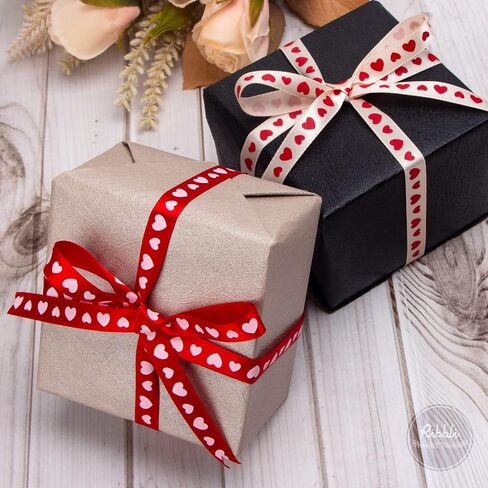 Ribbli Valentine’s Day Ribbon,2 Rolls Heart Satin Ribbon Use for Valentines Day Craft,Gift Wrapping,Home Decor,3/8 Inches Total 20 Yards,Red/Pink/Cream in Saudi Arabia