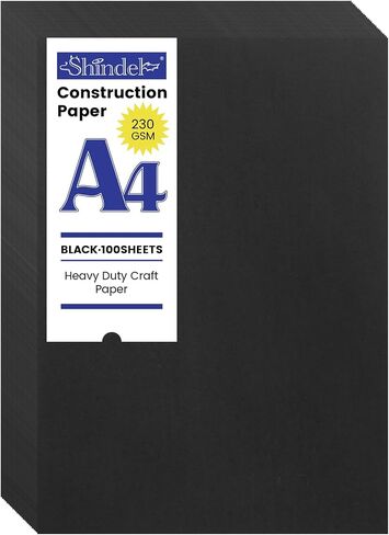 Shindel 100 Sheets Construction Paper, 230gsm Black Cardstock 8.3x11.7 Thick Paper, Craft Cardstock for Card Making Kids Art Crafts Scrapbooking, Chalkboard Papers, Tabloid in Saudi Arabia