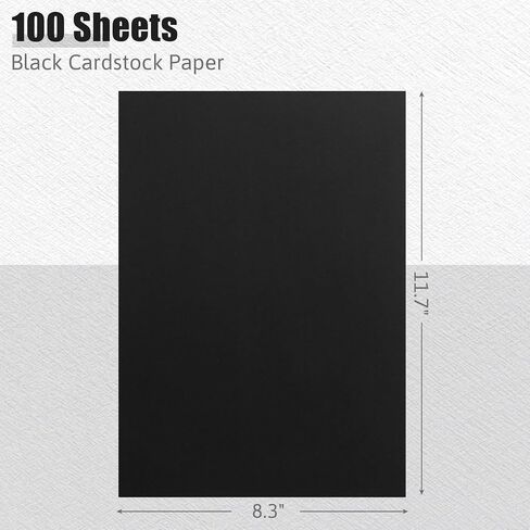 Shindel 100 Sheets Construction Paper, 230gsm Black Cardstock 8.3x11.7 Thick Paper, Craft Cardstock for Card Making Kids Art Crafts Scrapbooking, Chalkboard Papers, Tabloid in Saudi Arabia