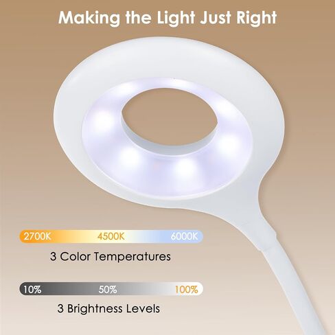 Small Desk Lamps for Home Office, Rechargeable Kids Desk Light, Battery Operated, Adjustable Brightness & Modes, Flexible Gooseneck, Portable Study Table Lamp for College, Dorm, Video Call in Saudi Arabia