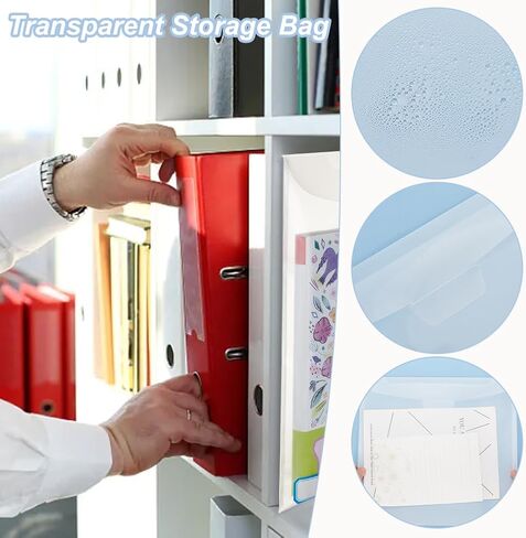 AHANDMAKER 15 Pcs Scrapbook Paper Storage Organizer, 12.6x12.68 Inch Clear Paper Storage with 120 Pcs Sticky Index Tabs for Holding Scrapbook Paper, Paper Files, Cardstock, Photos in Saudi Arabia