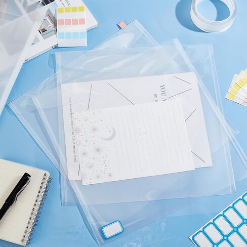 AHANDMAKER 15 Pcs Scrapbook Paper Storage Organizer, 12.6x12.68 Inch Clear Paper Storage with 120 Pcs Sticky Index Tabs for Holding Scrapbook Paper, Paper Files, Cardstock, Photos in Saudi Arabia