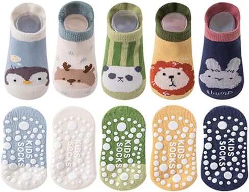جوارب XiHSiHan للفتيات الصغيرات غير قابلة للانزلاق جوارب قطنية للكاحل للأطفال الصغار جوارب كرتونية مع مقابض 6 أزواج in Kuwait