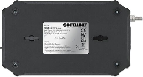 Intellinet 10G Poe++ Injector – 95W Power Over Ethernet Output, Supports Up to 328ft, 10GBASE-T RJ45 Ethernet Port, Wall Mountable, Rubber - 3 Yr Mfg Warranty – 561945 in Saudi Arabia