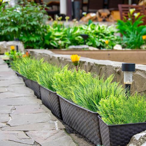 Bundles Artificial Plants, Bulk Fake Boston Fern Boxwood Rosemary Grass Greenery Outdoor UV Resistant No Fade Faux Plastic Plants Garden Porch Window Box Decorating (24Pcs) in Saudi Arabia
