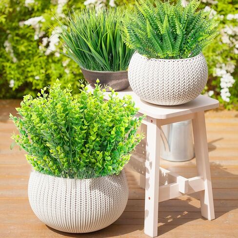 Bundles Artificial Plants, Bulk Fake Boston Fern Boxwood Rosemary Grass Greenery Outdoor UV Resistant No Fade Faux Plastic Plants Garden Porch Window Box Decorating (24Pcs) in Saudi Arabia