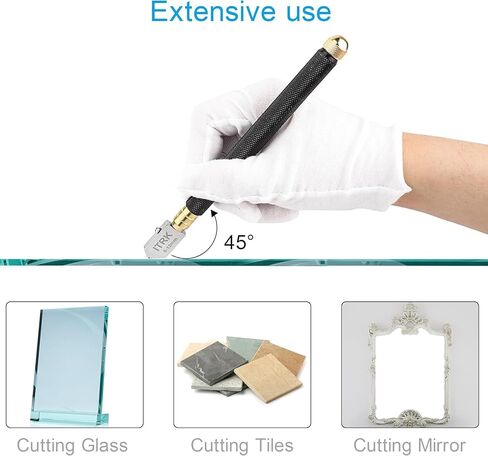 Glass Cutter 2mm-20mm & Glass Cutting Oil, Upgrade Glass Cutting Tool with Aotomatic Oil Feed, Pencil Style Oil Feed Carbide Tip Glass Cutter for Mirror/Tiles/Mosaic in Saudi Arabia
