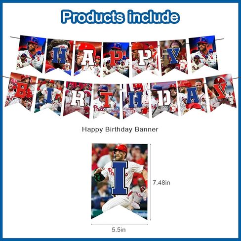 Bryce Harper Baseball Star Birthday Party Decorations, Themed Party Supplies with Banner, Cake Topper, Cupcake Toppers, Balloons for Kids Adults Kids Sports Party Decorations in Saudi Arabia