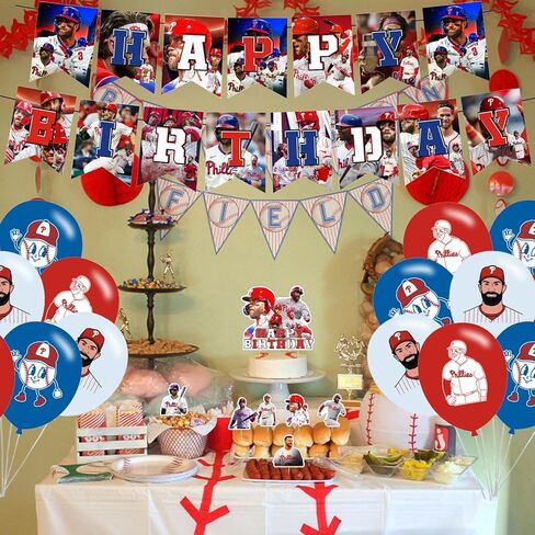 Bryce Harper Baseball Star Birthday Party Decorations, Themed Party Supplies with Banner, Cake Topper, Cupcake Toppers, Balloons for Kids Adults Kids Sports Party Decorations in Saudi Arabia