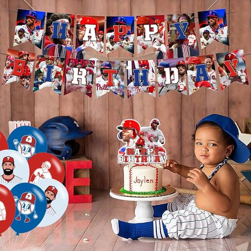 Bryce Harper Baseball Star Birthday Party Decorations, Themed Party Supplies with Banner, Cake Topper, Cupcake Toppers, Balloons for Kids Adults Kids Sports Party Decorations in Saudi Arabia
