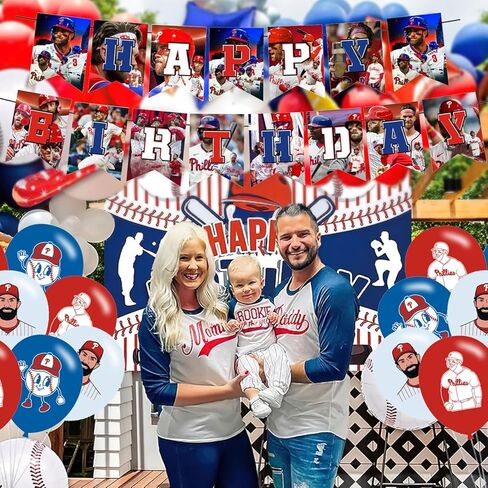 Bryce Harper Baseball Star Birthday Party Decorations, Themed Party Supplies with Banner, Cake Topper, Cupcake Toppers, Balloons for Kids Adults Kids Sports Party Decorations in Saudi Arabia