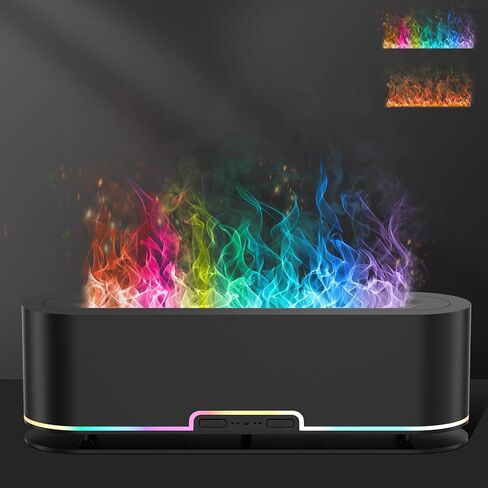 2024 Upgraded Flame Fire Diffuser Humidifier, 7 Colors Changing Oil Diffuser, Ultra-Quiet Aroma Essential Oils Aromatherapy Diffusers for Large Room, Bedroom, Office(200ml Auto Off,Timeable,12Hrs) in Saudi Arabia