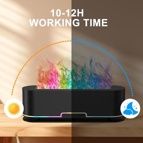 2024 Upgraded Flame Fire Diffuser Humidifier, 7 Colors Changing Oil Diffuser, Ultra-Quiet Aroma Essential Oils Aromatherapy Diffusers for Large Room, Bedroom, Office(200ml Auto Off,Timeable,12Hrs) in Saudi Arabia