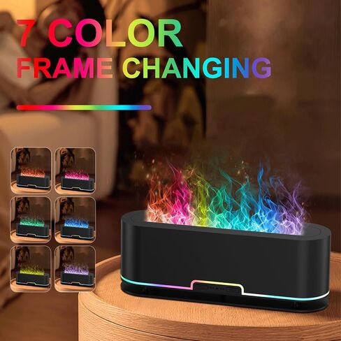 2024 Upgraded Flame Fire Diffuser Humidifier, 7 Colors Changing Oil Diffuser, Ultra-Quiet Aroma Essential Oils Aromatherapy Diffusers for Large Room, Bedroom, Office(200ml Auto Off,Timeable,12Hrs) in Saudi Arabia