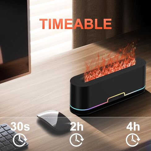 2024 Upgraded Flame Fire Diffuser Humidifier, 7 Colors Changing Oil Diffuser, Ultra-Quiet Aroma Essential Oils Aromatherapy Diffusers for Large Room, Bedroom, Office(200ml Auto Off,Timeable,12Hrs) in Saudi Arabia