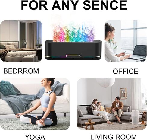2024 Upgraded Flame Fire Diffuser Humidifier, 7 Colors Changing Oil Diffuser, Ultra-Quiet Aroma Essential Oils Aromatherapy Diffusers for Large Room, Bedroom, Office(200ml Auto Off,Timeable,12Hrs) in Saudi Arabia