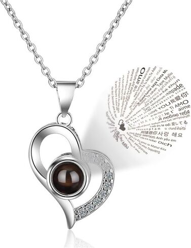 إلهاماتي - قلادة أحبك على شكل قلب، هدايا مجوهرات مكونة من 100 لغة حب لها، أو هدايا للأم، أو قلادة أفضل صديق لعيد الميلاد، أو الذكرى السنوية، أو أي مناسبة هدايا مجوهرات in Kuwait