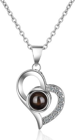 إلهاماتي - قلادة أحبك على شكل قلب، هدايا مجوهرات مكونة من 100 لغة حب لها، أو هدايا للأم، أو قلادة أفضل صديق لعيد الميلاد، أو الذكرى السنوية، أو أي مناسبة هدايا مجوهرات in Kuwait