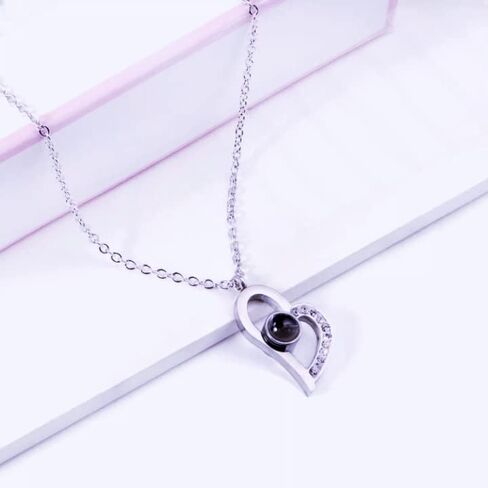 إلهاماتي - قلادة أحبك على شكل قلب، هدايا مجوهرات مكونة من 100 لغة حب لها، أو هدايا للأم، أو قلادة أفضل صديق لعيد الميلاد، أو الذكرى السنوية، أو أي مناسبة هدايا مجوهرات in Kuwait