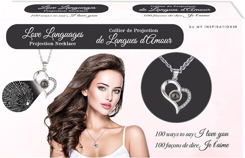 إلهاماتي - قلادة أحبك على شكل قلب، هدايا مجوهرات مكونة من 100 لغة حب لها، أو هدايا للأم، أو قلادة أفضل صديق لعيد الميلاد، أو الذكرى السنوية، أو أي مناسبة هدايا مجوهرات in Kuwait