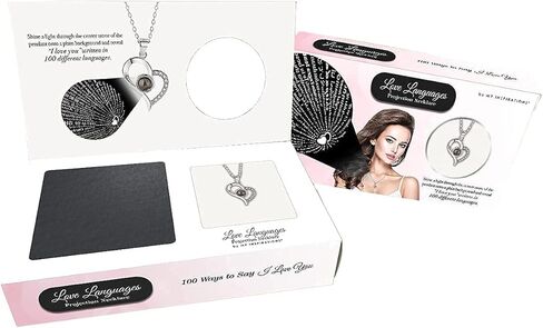 إلهاماتي - قلادة أحبك على شكل قلب، هدايا مجوهرات مكونة من 100 لغة حب لها، أو هدايا للأم، أو قلادة أفضل صديق لعيد الميلاد، أو الذكرى السنوية، أو أي مناسبة هدايا مجوهرات in Kuwait