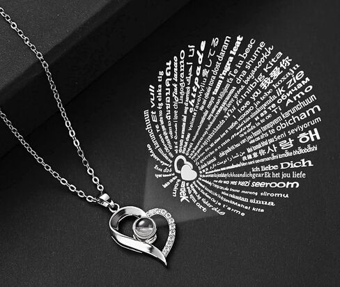 إلهاماتي - قلادة أحبك على شكل قلب، هدايا مجوهرات مكونة من 100 لغة حب لها، أو هدايا للأم، أو قلادة أفضل صديق لعيد الميلاد، أو الذكرى السنوية، أو أي مناسبة هدايا مجوهرات in Kuwait